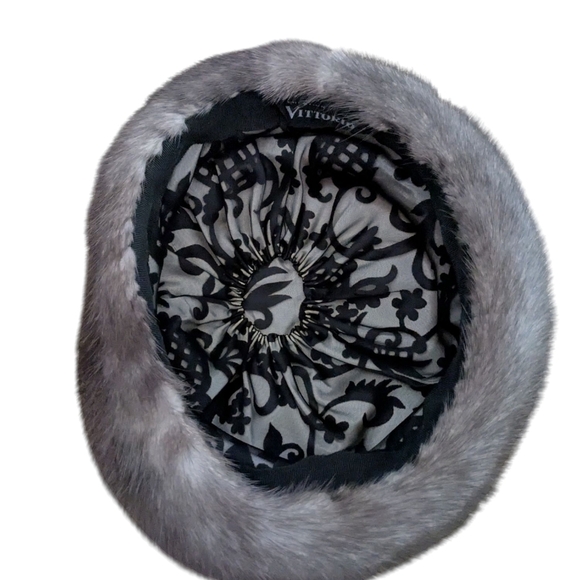 Vintage Creation Vittorio Mink Fur Lined Hat Brown Tan - Picture 6 of 7